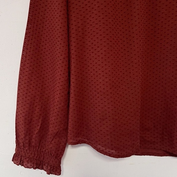 J. Crew Ruffle-trim V-neck Popover in Clip Dot Style AJ033 Size Large - Picture 5 of 11